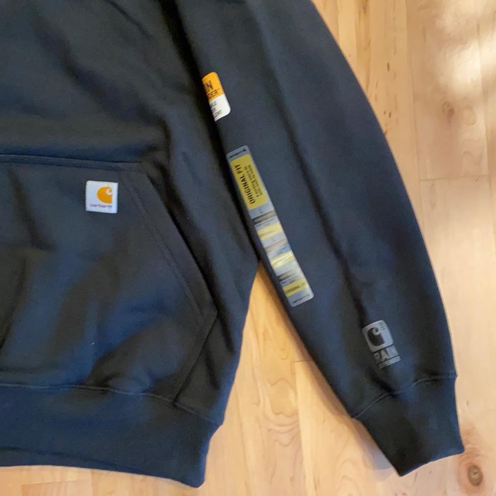 Carhartt Men’s 1/4 Zip Hoodie Large Black - Picture 4 of 11